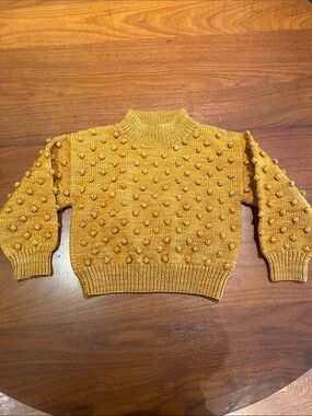Misha and Puff - rich Mustard Bubble-Knit Mock Neck Sweater